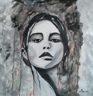 Ritratto-di-giovane-Donna--tecnica-mista-50-x-50